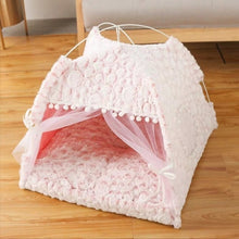 Load image into Gallery viewer, Tent House Cat Bed Portable Removable Washable Teepee with Cushion
