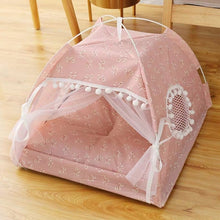 Load image into Gallery viewer, Tent House Cat Bed Portable Removable Washable Teepee with Cushion
