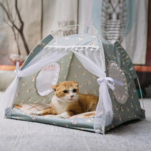 Load image into Gallery viewer, Tent House Cat Bed Portable Removable Washable Teepee with Cushion
