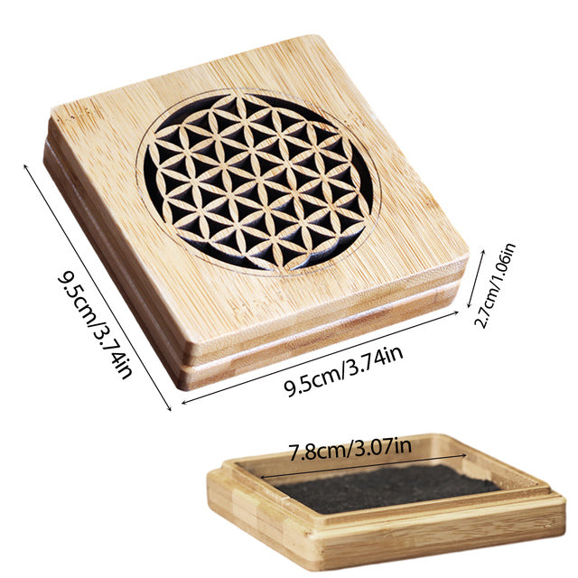 Retro Bamboo Incense Box Hollow Carved Ash Catcher Incense Holder