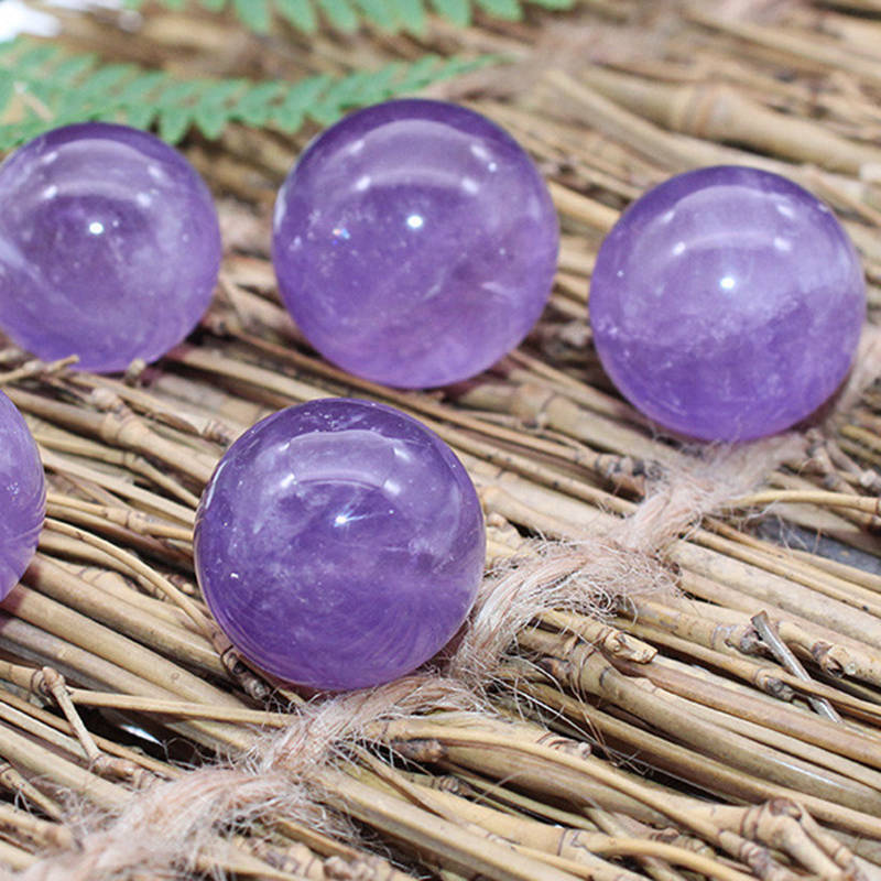 45mm Natural Purple Brazilian Amethyst Quartz Crystal Sphere W/ Stand