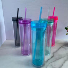 Load image into Gallery viewer, 473ml Double Layer Plastic Water Cup Transparent Straw Cup
