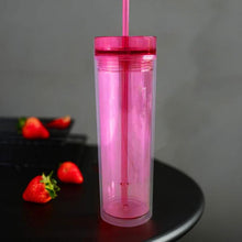 Load image into Gallery viewer, 473ml Double Layer Plastic Water Cup Transparent Straw Cup
