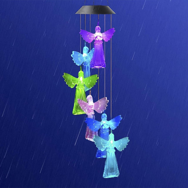 Garden Solar Hummingbird Butterfly Dragonfly Colorful Changing Wind Chime Light