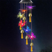 Load image into Gallery viewer, Garden Solar Hummingbird Butterfly Dragonfly Colorful Changing Wind Chime Light
