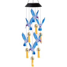 Load image into Gallery viewer, Garden Solar Hummingbird Butterfly Dragonfly Colorful Changing Wind Chime Light
