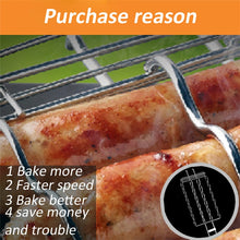 Load image into Gallery viewer, Barbecue Grilling Basket 6 Hot Dogs Metal BBQ Sausage Rack Grill Mesh Clip
