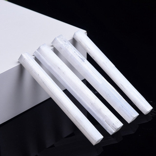 90-110mm Natural Monocrystal Selenite Crystal Point Stick Wand