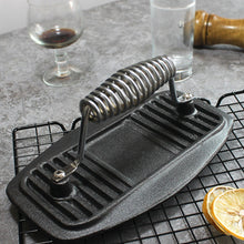 Load image into Gallery viewer, Kitchen BBQ Cast Iron Steak Burger Press Pre-Seasoned Grilling Accessory Stainless Steel
