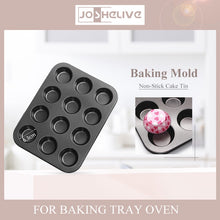 Load image into Gallery viewer, 12 Hole Cupcake Baking Tray Nonstick Mold Muffin Tray Carbon Steel
