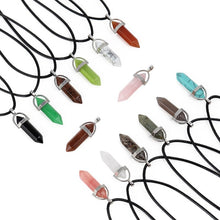 Load image into Gallery viewer, Natural Quartz Crystal Point Pendant Healing Chakra Stone Pendulum Hexagon Wand
