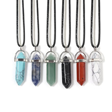 Load image into Gallery viewer, Natural Quartz Crystal Point Pendant Healing Chakra Stone Pendulum Hexagon Wand
