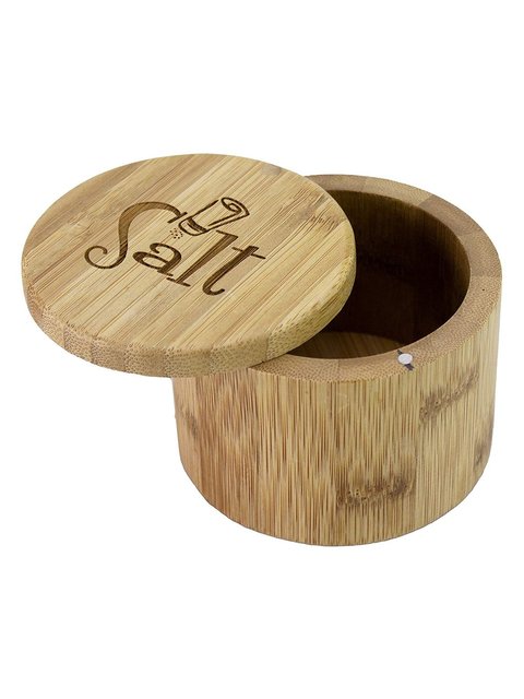 Kitchen Supplies Environmentally Friendly Non-toxic Round Bamboo Seasoning Box Rotating Cover Salt Shaker