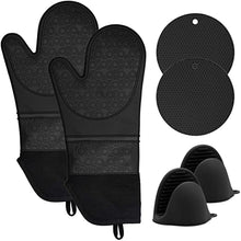 Load image into Gallery viewer, 3 Pieces Set Silicone Oven Mitts And Pot Holders Pads Heat Resistant Honeycomb Mat
