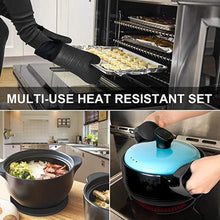 Load image into Gallery viewer, 3 Pieces Set Silicone Oven Mitts And Pot Holders Pads Heat Resistant Honeycomb Mat
