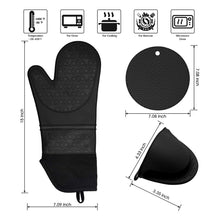 Load image into Gallery viewer, 3 Pieces Set Silicone Oven Mitts And Pot Holders Pads Heat Resistant Honeycomb Mat
