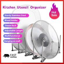 Load image into Gallery viewer, Kitchen Organizer Pot Lid Rack Extended Stainless Steel Spoon Plate Holder Shelf
