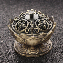 Load image into Gallery viewer, Chinese Buddha Alloy Incense Burner Lotus Flower Incense Holder Handmade
